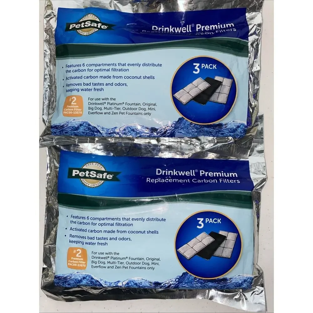 3 Pack‎ X 2 PetSafe Drinkwell Premium Replacement Carbon Filters PAC00-13070 NEW